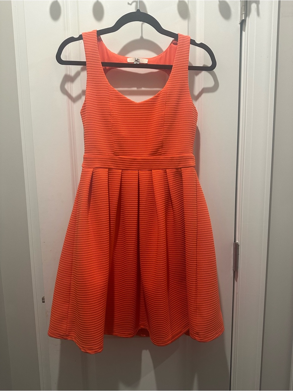 Ya Los Angeles Orange Textured Fit-and-Flare Mini Dress